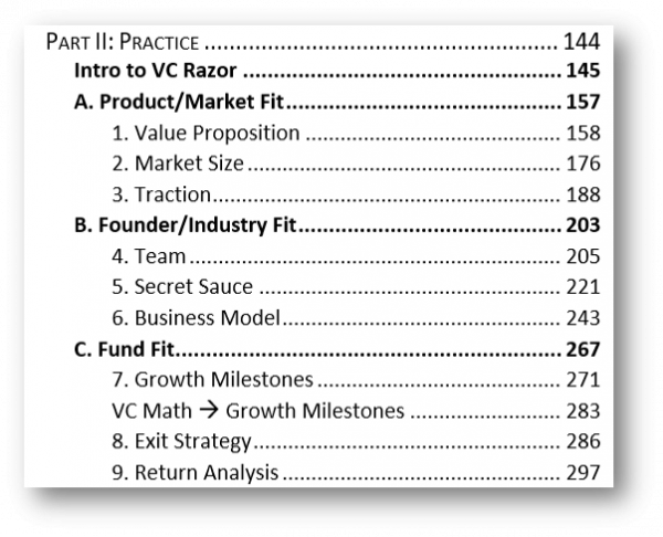 Table of Contents – Venture Capital Strategy
